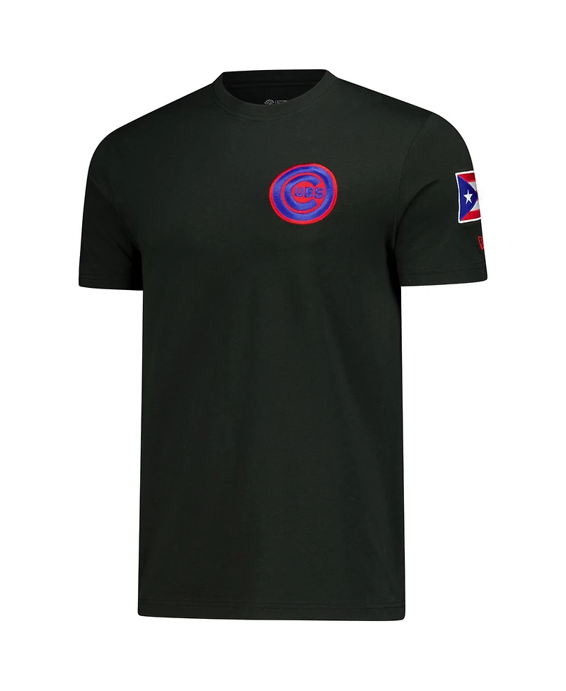 New Era Men's Black Chicago Cubs Puerto Rico Country Flag T-Shirt
