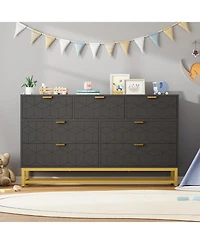 gaomon Modern Drawer Wide Dresser Chest, Gold Metal Legs & Handles