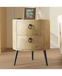 gaomon Round Side Table with Drawers (Bedside/Accent)