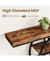 gaomon 55" Industrial Narrow Console Sofa Table with O-Shaped Metal Frame and 5-Tier Storage, Entryway Table