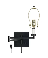 Franklin Iron Works Modern Swing Arm Wall Lamp Base Plug-In Light Fixture for Bedroom Bedside Living Room Reading