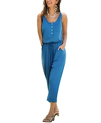Cupshe Women's Sleeveless Henley Drawstring Waist Jumpsuit