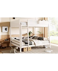 Streamdale Furniture Queen Bunk Bed w/ Storage Shelf and Bookshelf