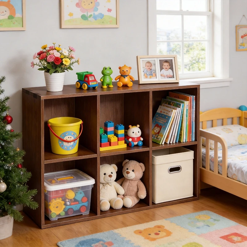 Streamdale Furniture Wooden 6-Shelf Bookcase Storage Organizer