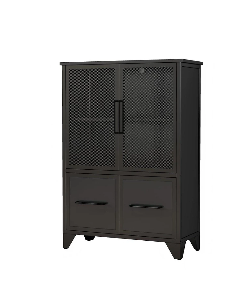 Streamdale Furniture Metal Storage Cabinet with 4 Doors and Adjustable Shelf