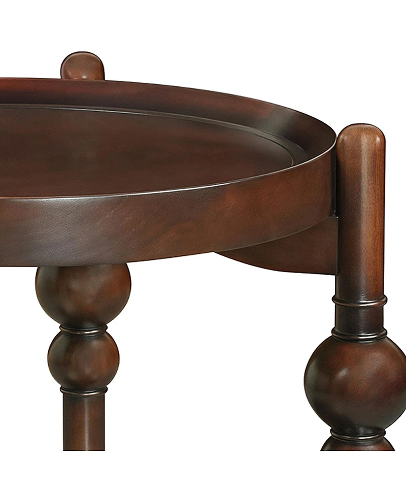 Streamdale Furniture Classic Solid Wood Round Side Table with Lower Shelf