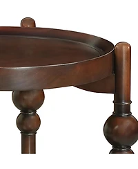 Streamdale Furniture Classic Solid Wood Round Side Table with Lower Shelf