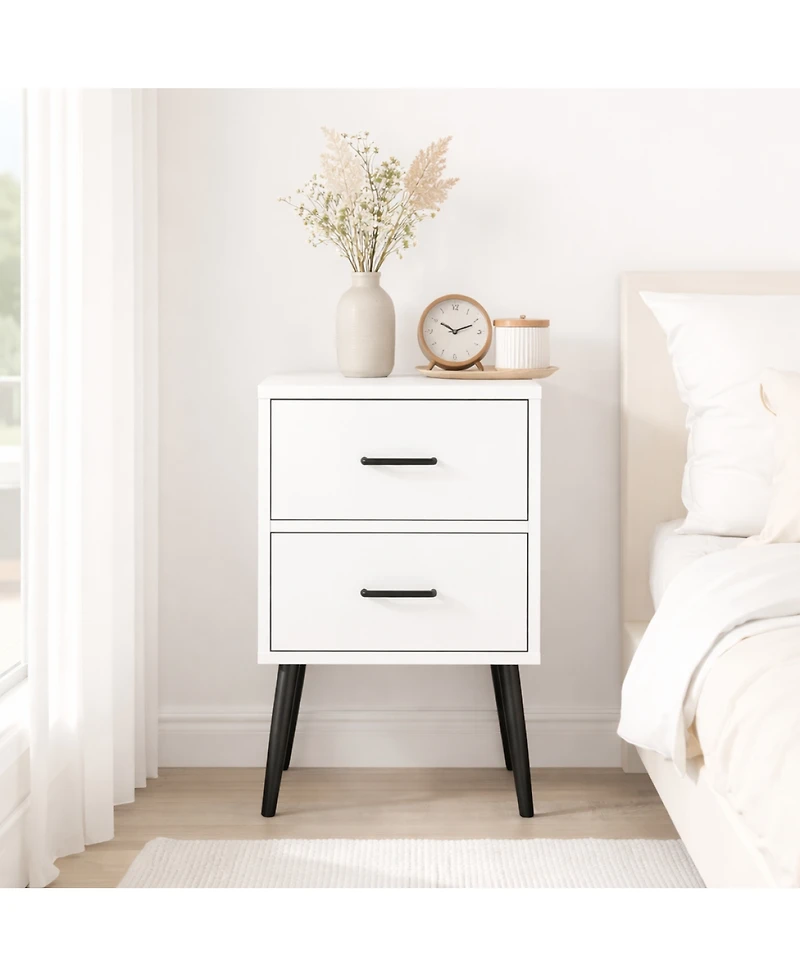Streamdale Furniture Modern 2-Drawer Nightstand with Metal Accents