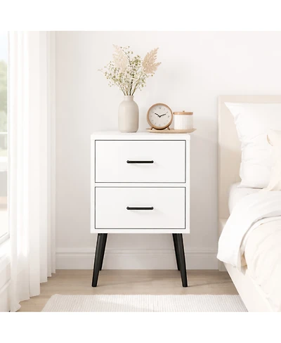 Streamdale Furniture Modern 2-Drawer Nightstand with Metal Accents