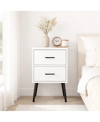 Streamdale Furniture Modern 2-Drawer Nightstand with Metal Accents