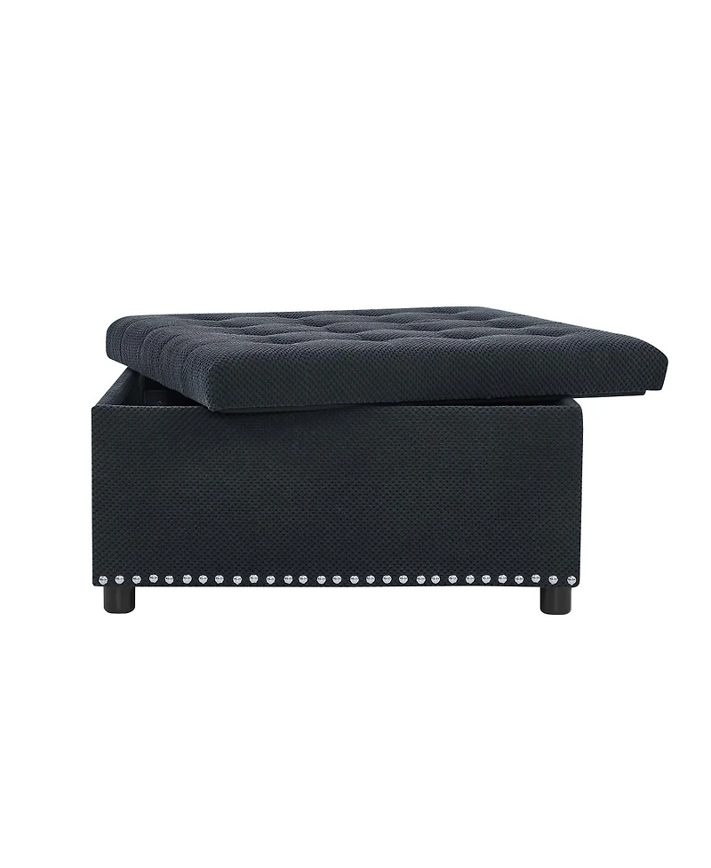 Streamdale Furniture Tufted Storage Ottoman with Nailhead Trim