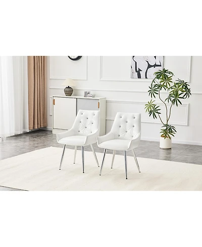 Streamdale Furniture Crocodile Pattern Pu Leather Accent Chairs (Set of 2)