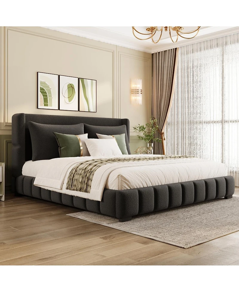 Streamdale Furniture Upholstered Platform Bed with 2 Pillows