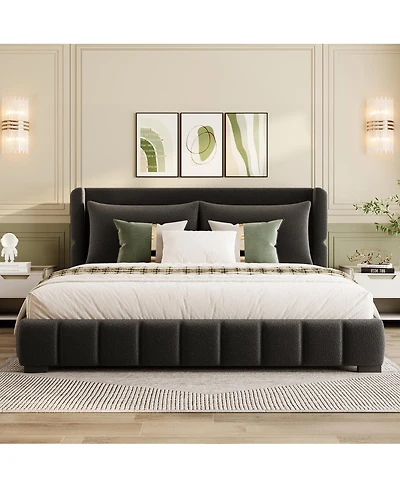Streamdale Furniture Upholstered Platform Bed with 2 Pillows