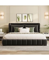 Streamdale Furniture Upholstered Platform Bed with 2 Pillows
