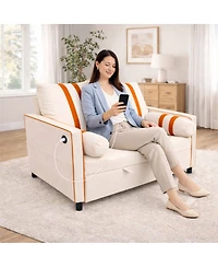 Streamdale Furniture 2-Seater Sleeper Sofa w/ Usb, 68.5" Wide