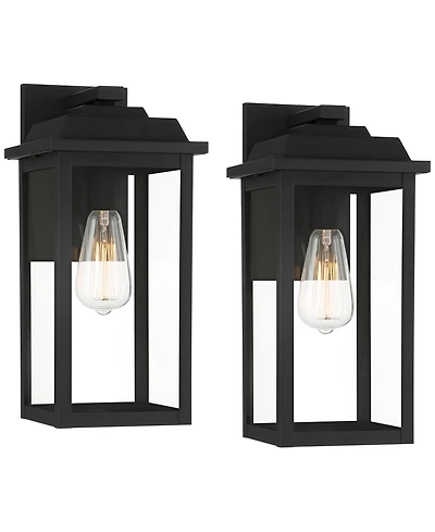 John Timberland Eastcrest Modern Outdoor Wall Light Fixtures Set of 2 Textured Metal 15 Clear Glass for Post Exterior Barn Deck