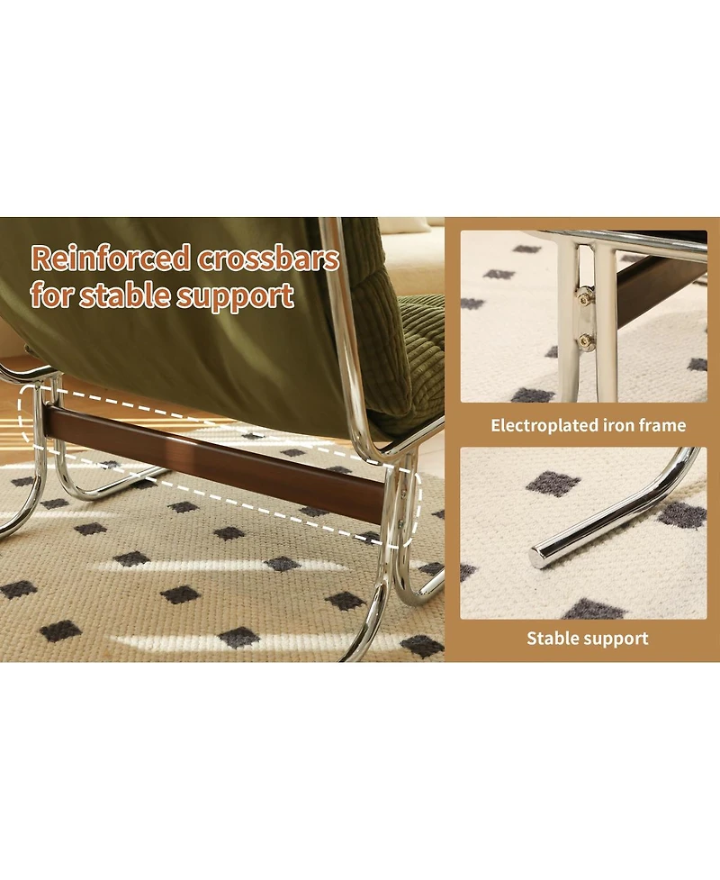 Streamdale Furniture Modern Green Accent Chair with Metal Frame
