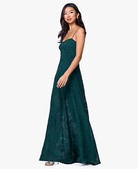 Betsy & Adam Women's Sweetheart Neck Long Chiffon Dress