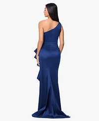Betsy & Adam Women's Long One-Shoulder Dress
