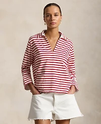 Polo Ralph Lauren Women's Striped Split-Placket Mariner Pull-On T-Shirt