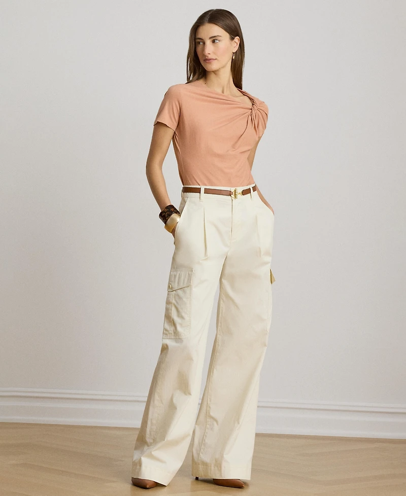 Lauren Ralph Women's Straight-Fit Twist-Neck T-Shirt