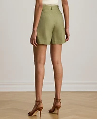 Lauren Ralph Women's High-Rise Pleated Twill Shorts