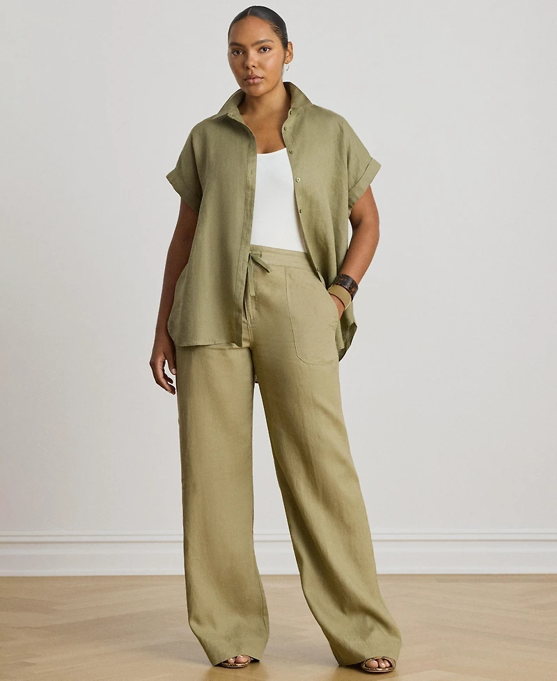 Lauren Ralph Dolman-Sleeve 100% Linen Shirt