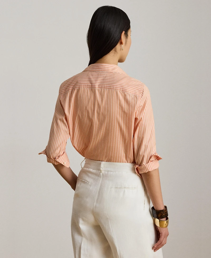 Lauren Ralph Women's Classic Fit Striped End-On-End Shirt