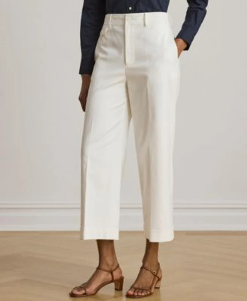 Lauren Ralph Lauren Womens High Rise Double Faced Stretch Cropped Pants