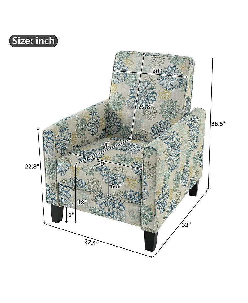 Streamdale Furniture 27.5" Push Back Recliner with Legs.