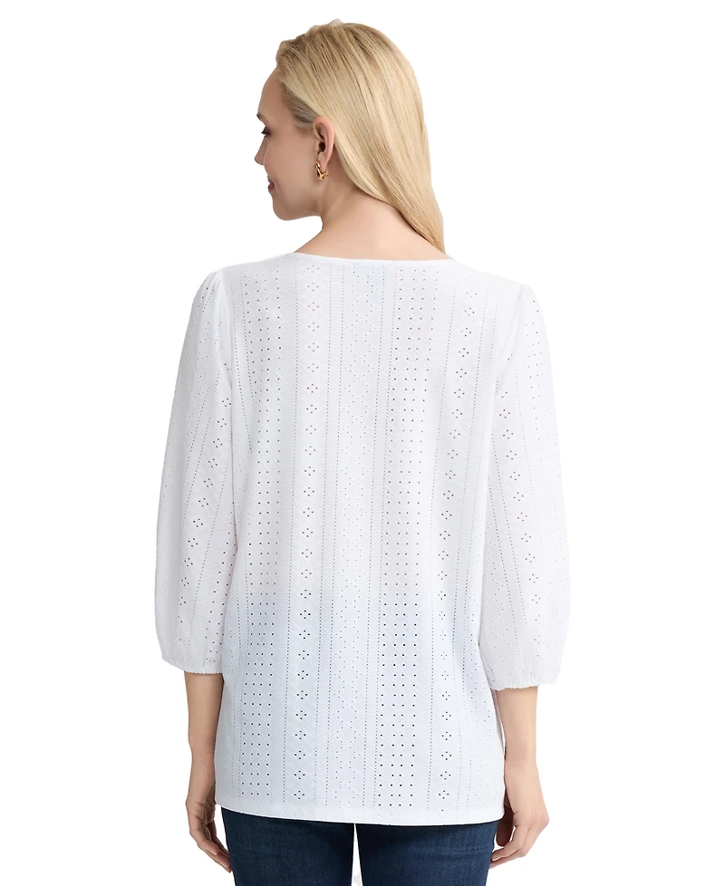 Jones New York Women's 3/4-Length-Sleeve Pull-On Top