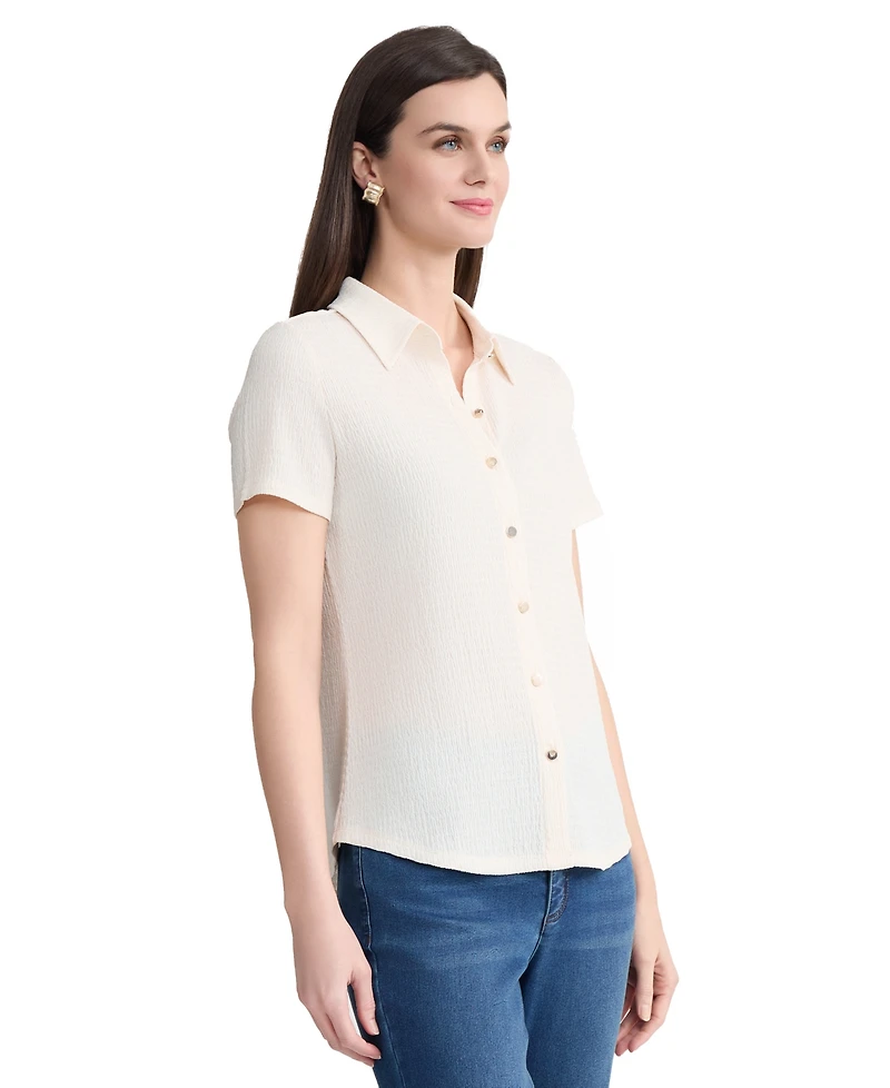 Jones New York Women's Short-Sleeve Button-Front Shirt