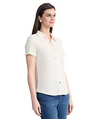 Jones New York Women's Short-Sleeve Button-Front Shirt