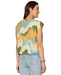 Democracy Women's Crewneck Printed Cotton Top