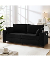 Streamdale Furniture 78 inch Corduroy Sofa with Usb, Cup Holders, Side Pocket