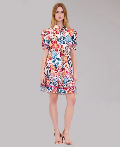 julia jordan Women's Printed Collared Neck Shirt Dress