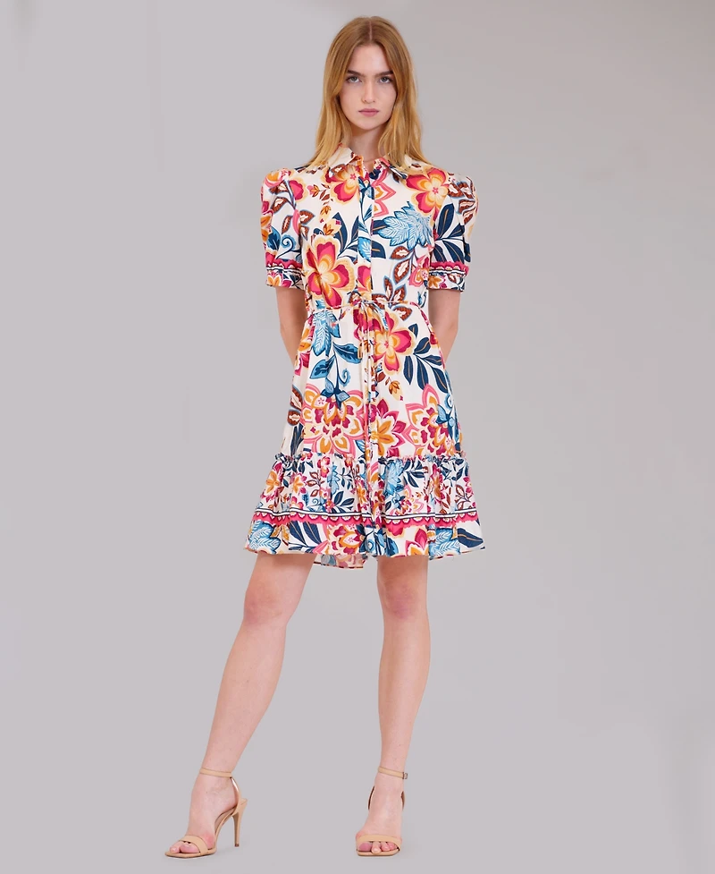julia jordan Women's Printed Collared Neck Shirt Dress