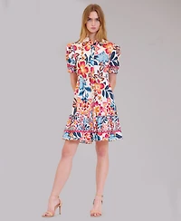 julia jordan Women's Printed Collared Neck Shirt Dress
