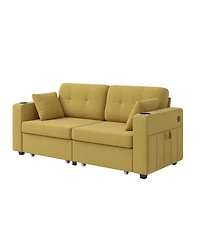 Streamdale Furniture Modern 3-Seat Chenille Sofa w/ Usb and Storage