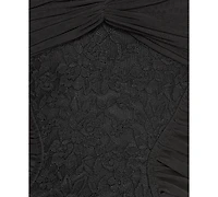 Seni & Cade Women's Lace Twist-Front Midi Dress