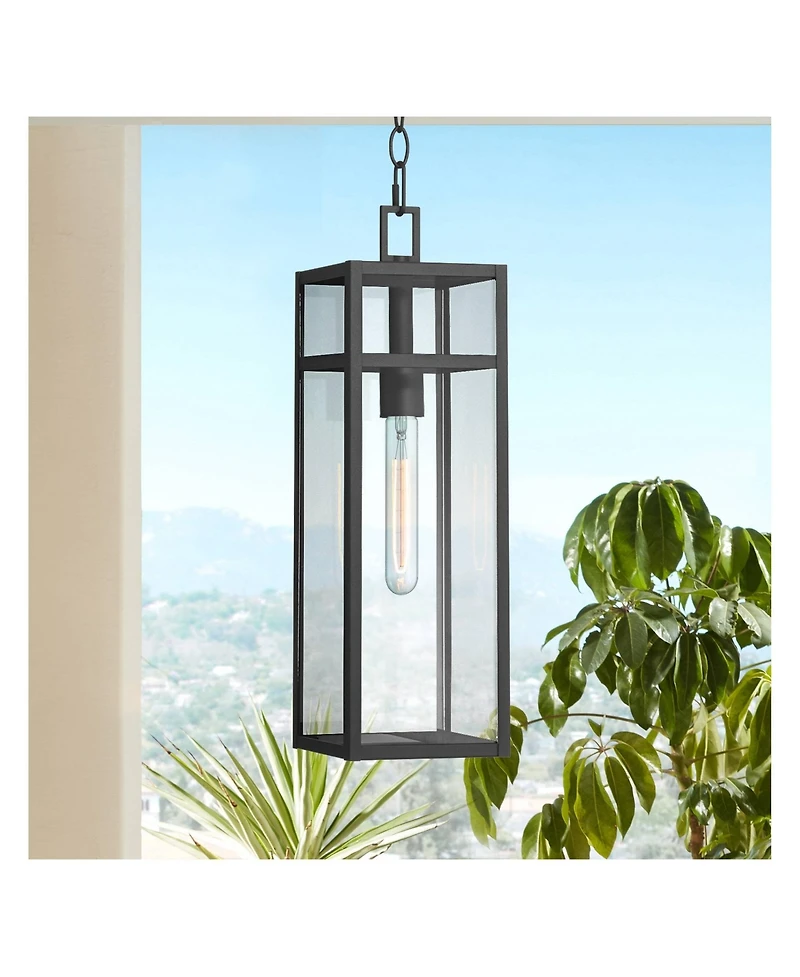 John Timberland San Lucas 19 High Modern Outdoor Pendant Light Fixture Ceiling Porch House Hanging Sand Glass Shade