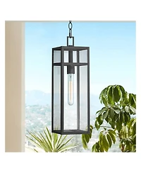 John Timberland San Lucas 19 High Modern Outdoor Pendant Light Fixture Ceiling Porch House Hanging Sand Glass Shade
