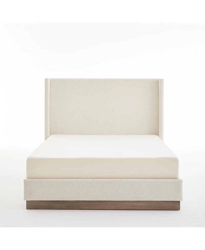 Streamdale Furniture Oat Boucle Wingback Platform Bed, Cal King, No Box Spring