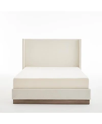 Streamdale Furniture Oat Boucle Wingback Platform Bed, Cal King, No Box Spring