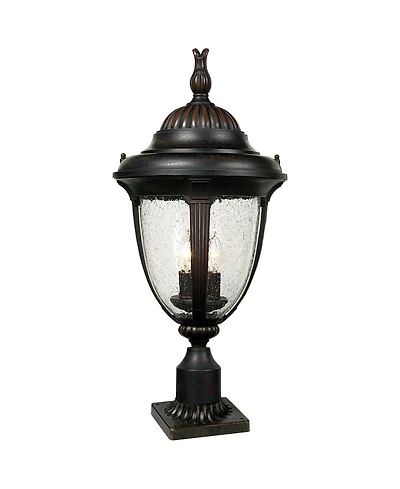 John Timberland Casa Sierra Vintage Rustic Outdoor Post Light Bronze with Pier Adapter 24 Clear Seeded Glass for Exterior Barn Deck House Porch