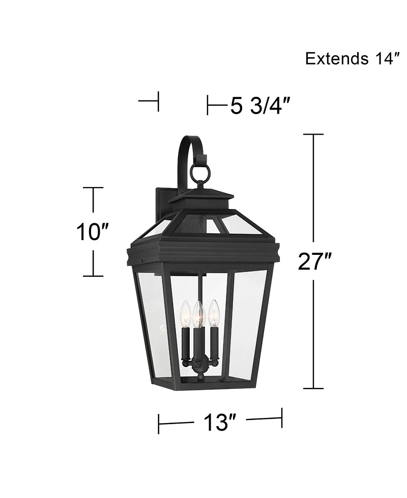John Timberland Stratton Street High Traditional Outdoor Wall Light Fixture Mount Porch House Lantern Edison Bulb Glass Shade