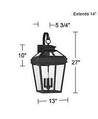 John Timberland Stratton Street High Traditional Outdoor Wall Light Fixture Mount Porch House Lantern Edison Bulb Glass Shade