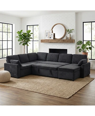 Streamdale Furniture U-Shape Sectional Sofa Bed with Storage
