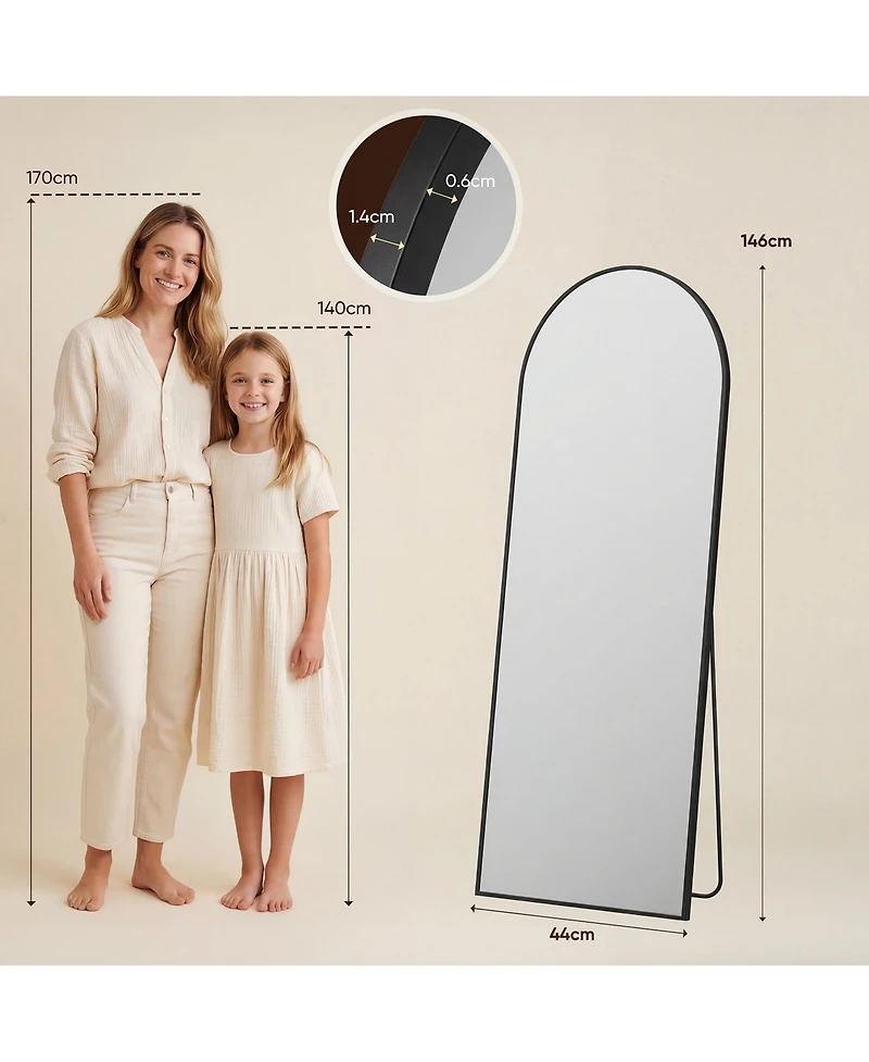 Antok Full Length Mirror, 58"x18" Floor Mirror, Arch Floor Standing Mirror Freestanding Arch Full Body with Stand for Bedroom